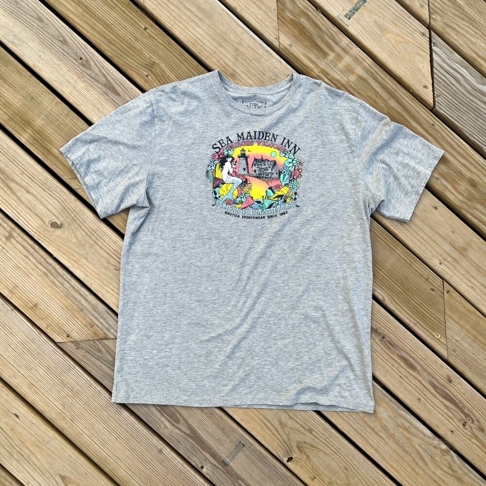 Nautica Sea Voyage T-Shirt XXL Sea Maiden Inn Mermaid Come In For A Stiff One